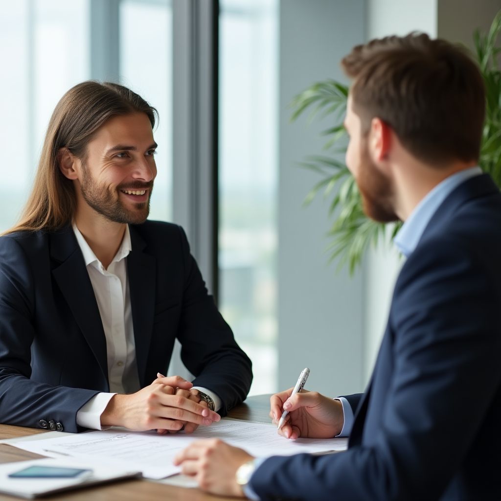 Consultor financiero en reunión con cliente